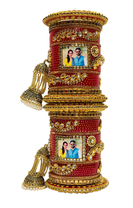 Premium Collection - Bridal Handcrafted Rajasthani Rajputi Photo Kangan/Chudas Set for Women