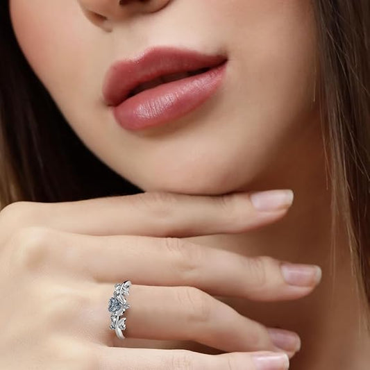 Sterling Silver Diamond Rings in 925 Pure Silver Adjustable Elegant Design