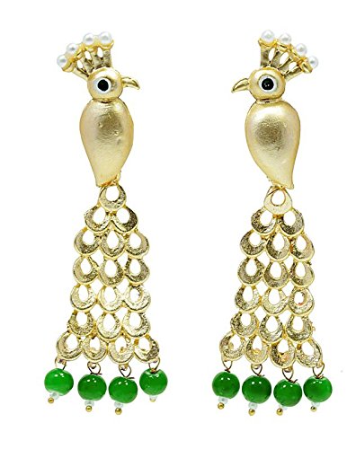 Wedding Bridal Gold Pearl Peacock Kundan Jhumka Jhumki Earrings For Women Girls Stylish Jewellry