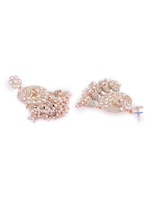 Rose Gold Kundan AD Drop Jhumka Earrings