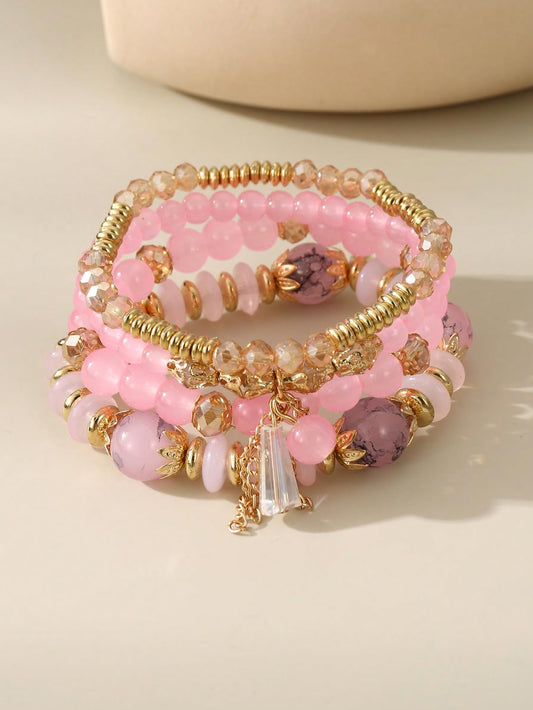 Bohemian Multilayer Crystal Bead Charm Bracelet