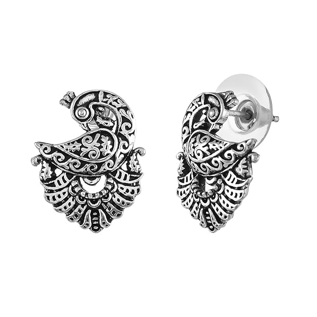 Oxidised Traditional Silver Stud Earrings