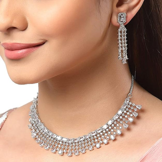 American Diamond Floral Choker Set