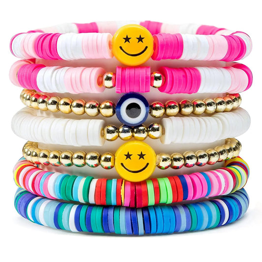 7-Pcs Colorful Beaded Bracelet Set for Friends