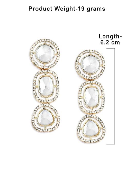 Diamond dangle earrings with sparkling finish
