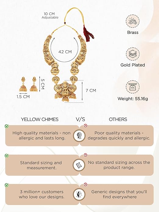 Temple necklace with detailed goddess motif design