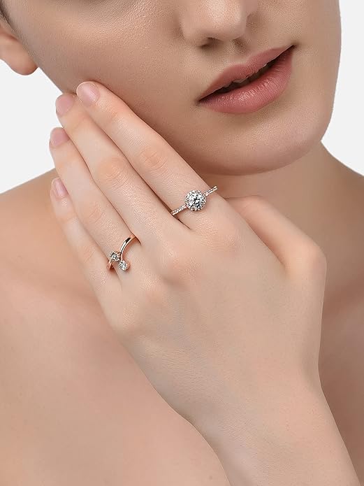 High Quality CZ Finger Rings Set of 2