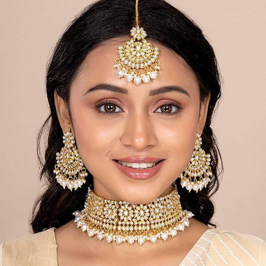 Crystal Necklace Faux Pearl Jewellery Set