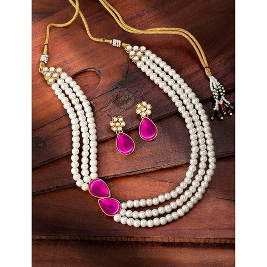 Green Necklace Set in Faux Pearl and Crystal Necklace Jewellery Gift Set for Women