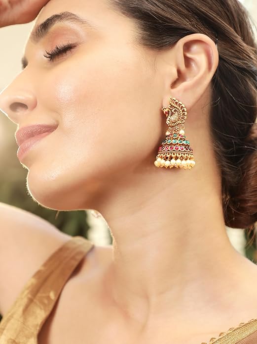 Gold Plated Stylish Traditional Jhumka Earrings