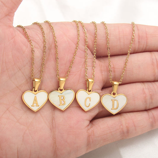 26 Letter Heart-shaped Necklace White Shell Love Clavicle Chain Fashion Valentine's Day