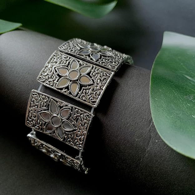 Oxidised bracelet for women with intricate detailing