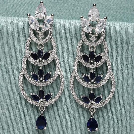 American Diamond Crescent Dangle Earrings