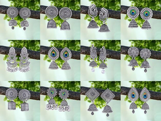 Chandbali Stylish Jhumkas Traditional Earrings Set of 12