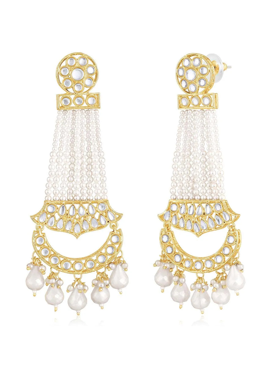 Pearl Crown Spark Dangle Earrings