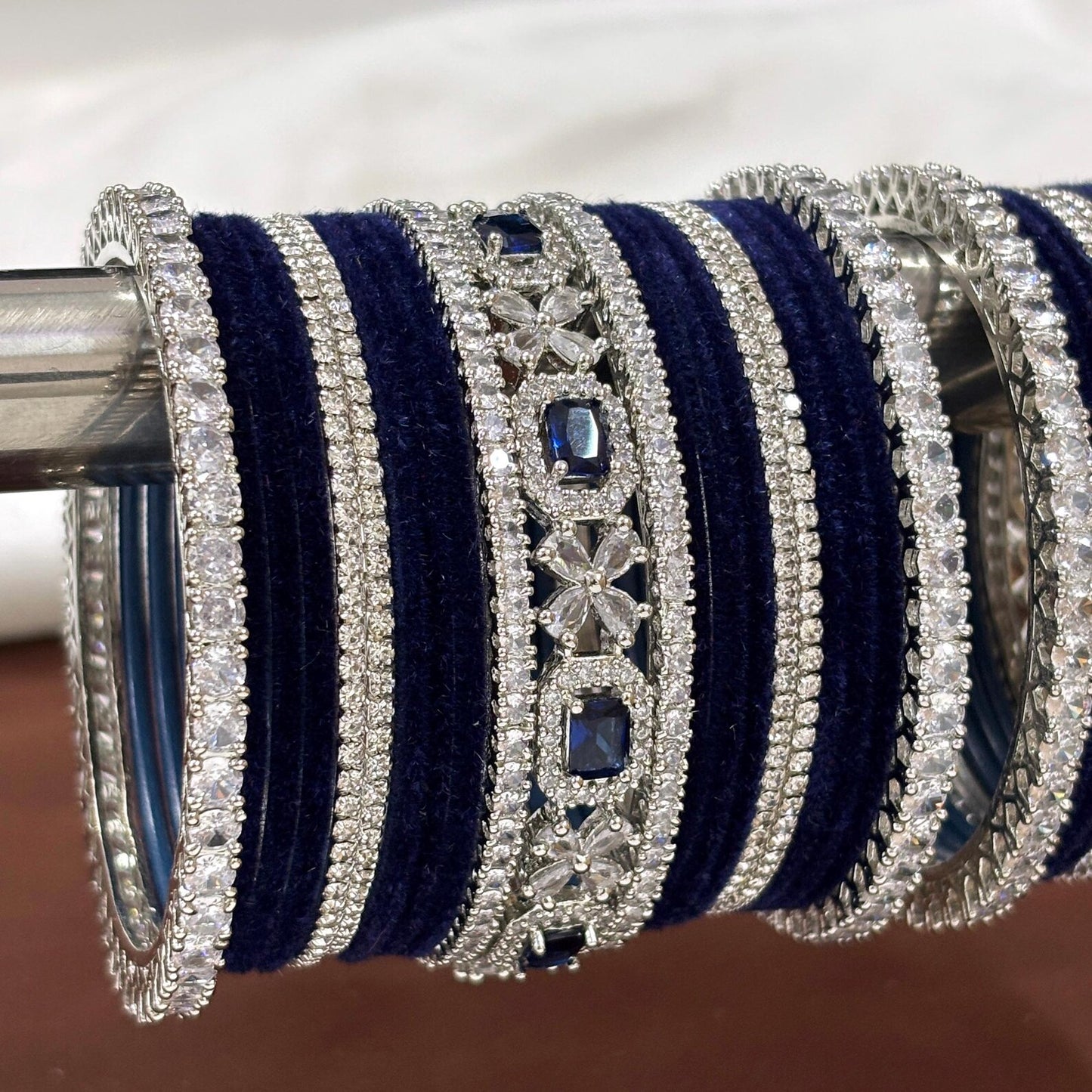 Velvet CZ Diamond Bangle Set of 42 Pcs.