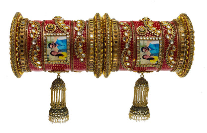Premium Collection - Bridal Handcrafted Rajasthani Rajputi Photo Kangan/Chudas Set for Women