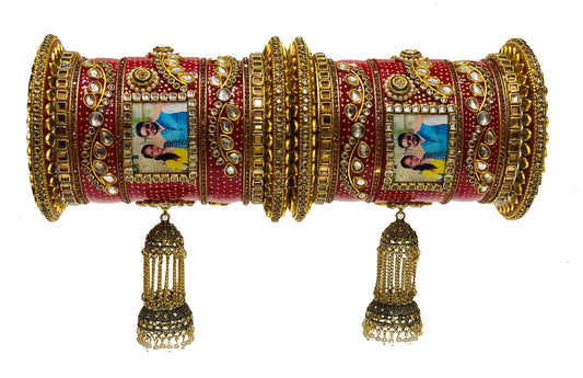 Premium Collection - Bridal Handcrafted Rajasthani Rajputi Photo Kangan/Chudas Set for Women