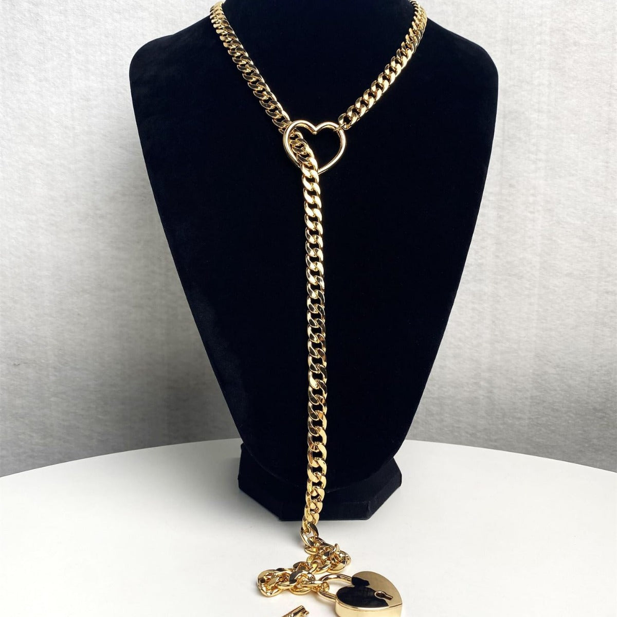 Fashion Jewelry 2026 New Slip Chain Necklace Heart O-Ring Rock Cuban Long Necklace Adjustable Heart Shaped Lock Core With Key