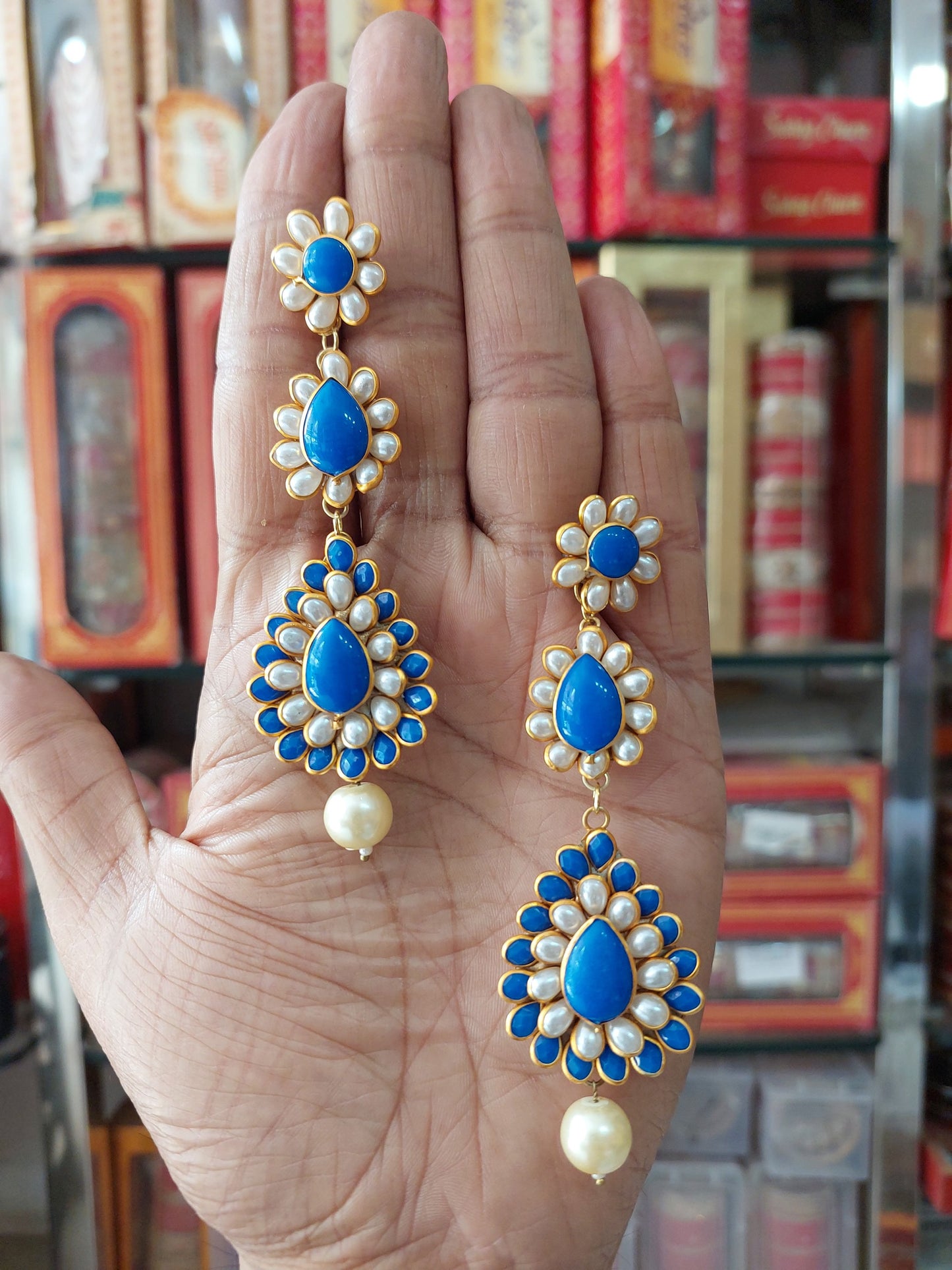 Valentine Gift : Handcrafted Kundan Pachi Light Weight Jhumka Jhumki Earrings With Pearl For Girls & Womens