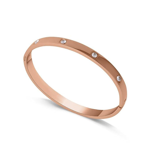 18K Gold Plated Crystal Love Bangle - Rose Gold