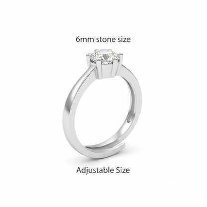 Moissanite Engagement Rings Style in 925 Silver Solitaire Adjustable Design
