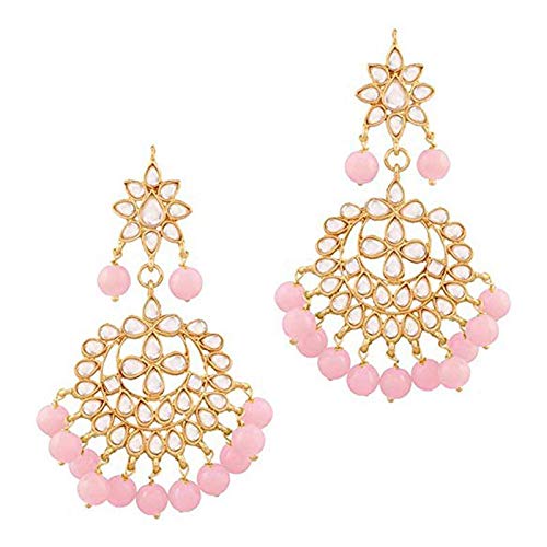 Bridal Mang Tika in Gold Plated Pearl and Kundan Studded Earring Set