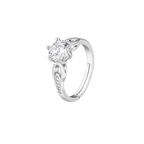 Valentines Day Rings in Silver Zircon Elegant Loop Style Design
