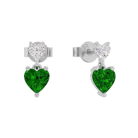 Sterling Silver Dual Heart Gold Dangle Earrings