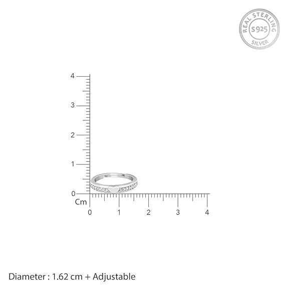 Sterling Silver Hug Ring in 925 Silver Zircon Love Adjustable Design