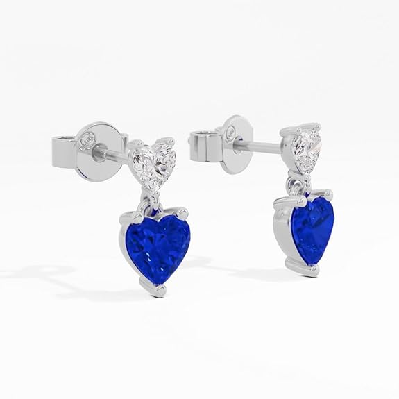 Sterling Silver Dual Heart Gold Dangle Earrings