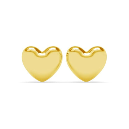 Gold Stud Earrings Heart in Sterling Silver Stella Design with Gold Plated Finish