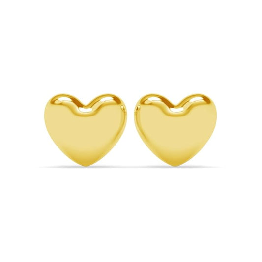 Gold Stud Earrings Heart in Sterling Silver Stella Design with Gold Plated Finish