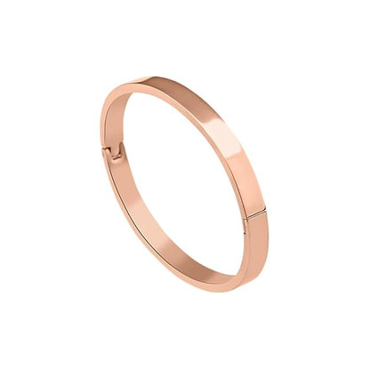 18K Gold Plated Plain Bangle Bracelet - Rose Gold