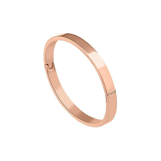 18K Gold Plated Plain Bangle Bracelet - Rose Gold