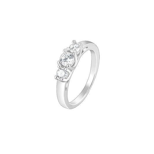 Silver Love Ring in 925 Sterling Silver Zircon Adjustable Elegant Design