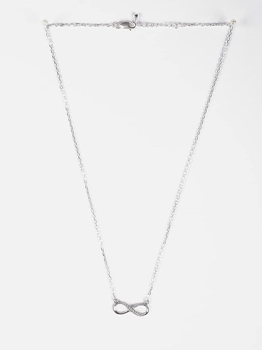 Infinity Sterling Silver Necklace in 925 Silver with Rhodium Plated Swiss Zirconia Pendant Design