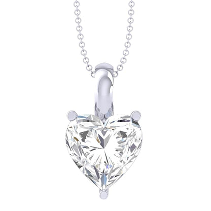 Sterling Silver Heart Necklace in 92.5 White Gold Plated Solitaire Pendant Design