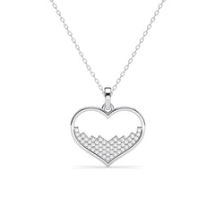 Heart in Heart Necklace in 925 Sterling Silver Cuore Design with Platinum Plated Zirconia