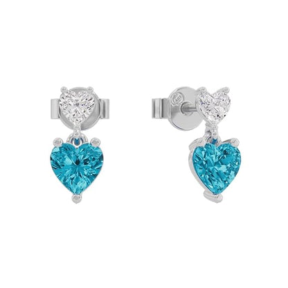 Sterling Silver Dual Heart Gold Dangle Earrings