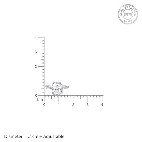 Silver Love Ring Cartier Style in 925 Sterling Silver Zircon Adjustable Design