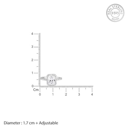 Silver Love Ring Cartier Style in 925 Sterling Silver Zircon Adjustable Design