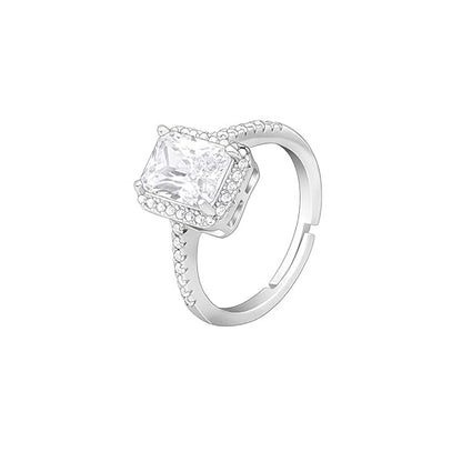 Silver Love Ring Cartier Style in 925 Sterling Silver Zircon Adjustable Design