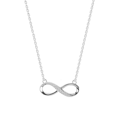 Infinity Sterling Silver Necklace in 925 Silver with Rhodium Plated Swiss Zirconia Pendant Design