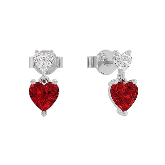 Sterling Silver Dual Heart Gold Dangle Earrings