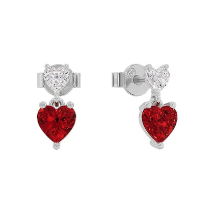 Sterling Silver Dual Heart Gold Dangle Earrings