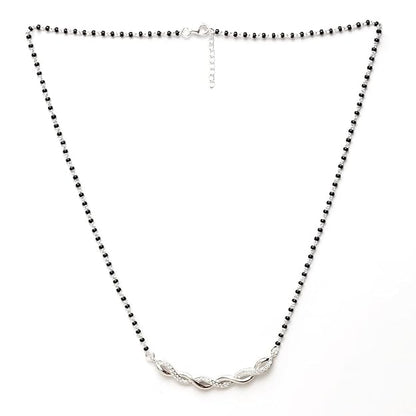 Diamond Mangalsutra Pendant in 925 Sterling Silver Sparkling Zirconia Studded Platinum Plated Design