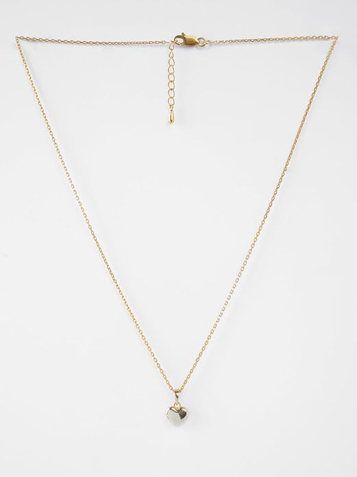 Gold and Silver Heart Necklace in 925 Sterling Silver with Gold Plated Heart Pendant Design