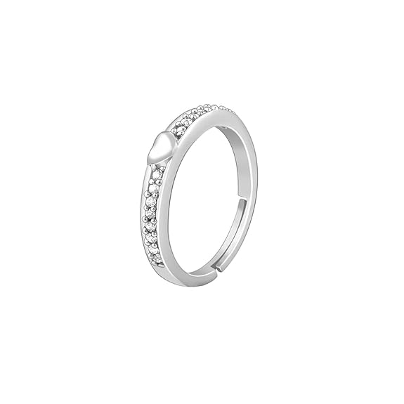 Sterling Silver Hug Ring in 925 Silver Zircon Love Adjustable Design