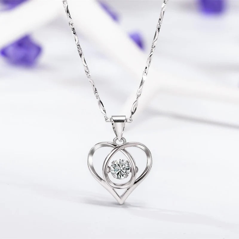 Beating Heart Necklace Women's Korean-style Elegant Smart Heart-shaped Collarbone Necklace Valentine's Day Gift Pendant
